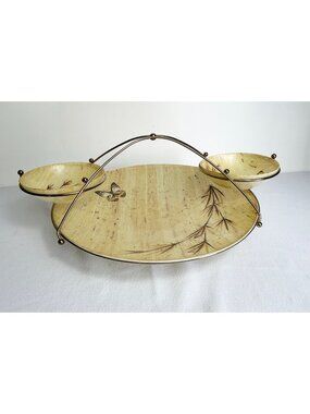 1950's MCM Vintage Woven Fiberglass Butterfly Chip and Dip Set